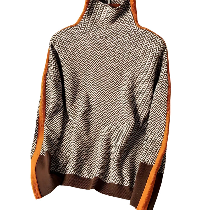 Dames coltrui met zigzagpatroon en kleurvakken