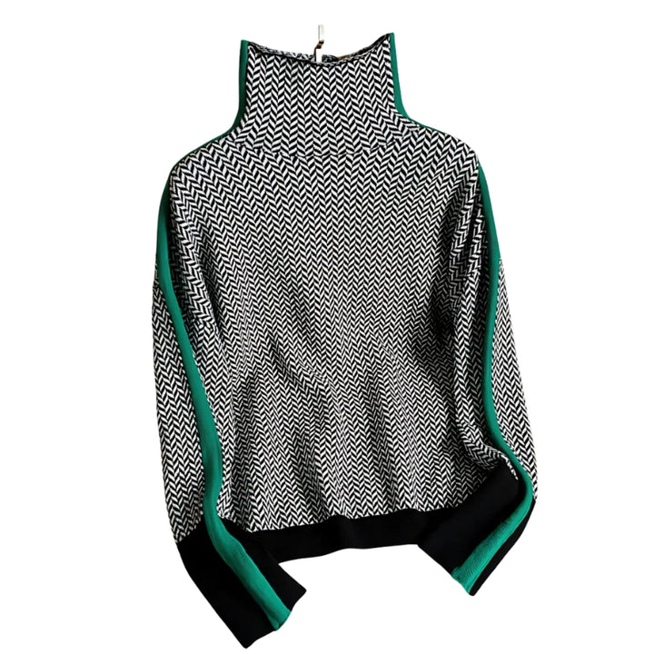 Dames coltrui met zigzagpatroon en kleurvakken