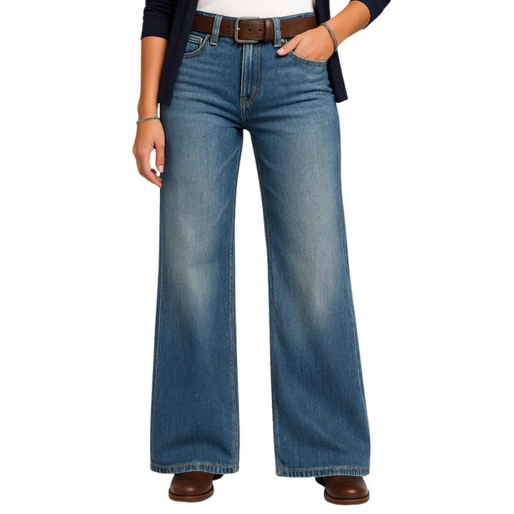 Dames Spijkerbroek met Wijde Pijpen en Hoge Taille