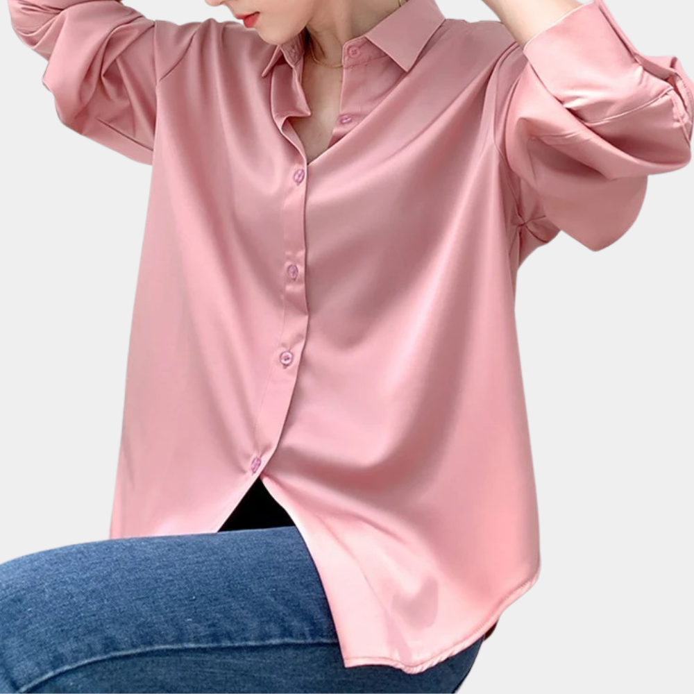 Damesblouse met zachte glans en elegante pasvorm