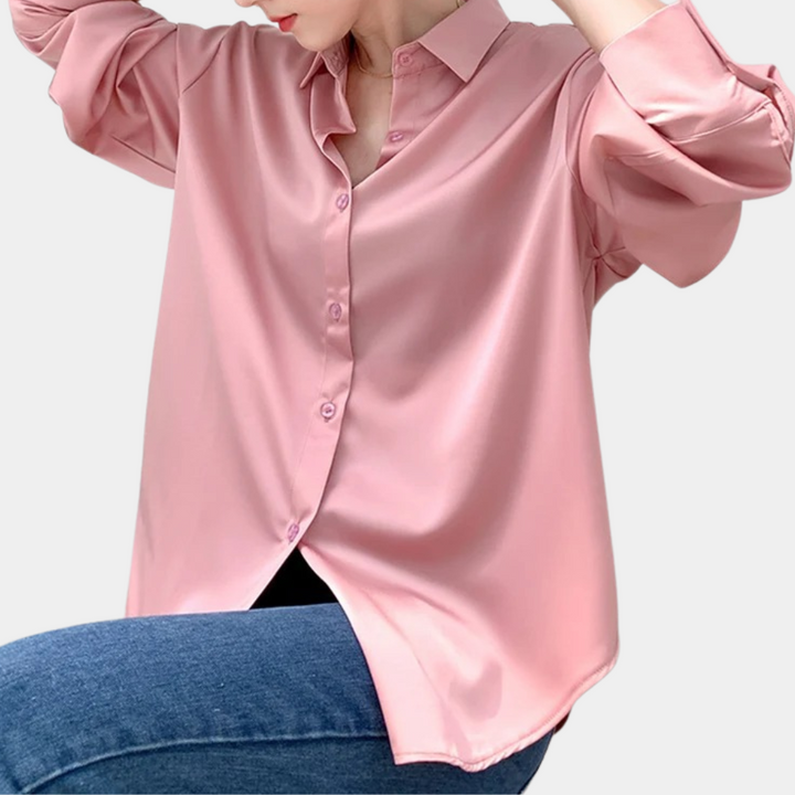 Damesblouse met zachte glans en elegante pasvorm