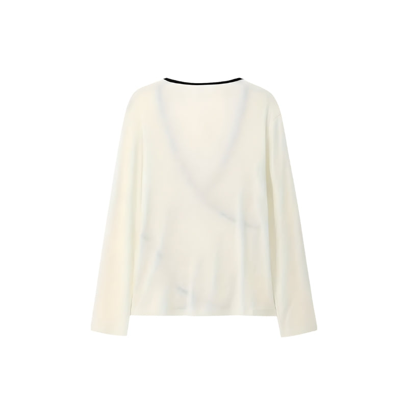 Damesblouse met V-hals en asymmetrische voorkant