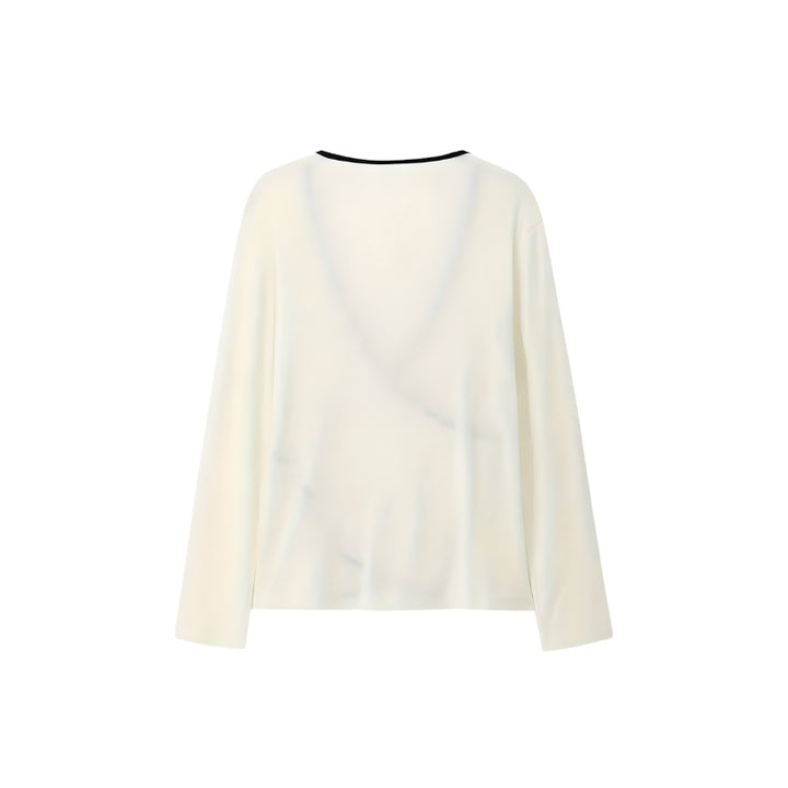 Damesblouse met V-hals en asymmetrische voorkant