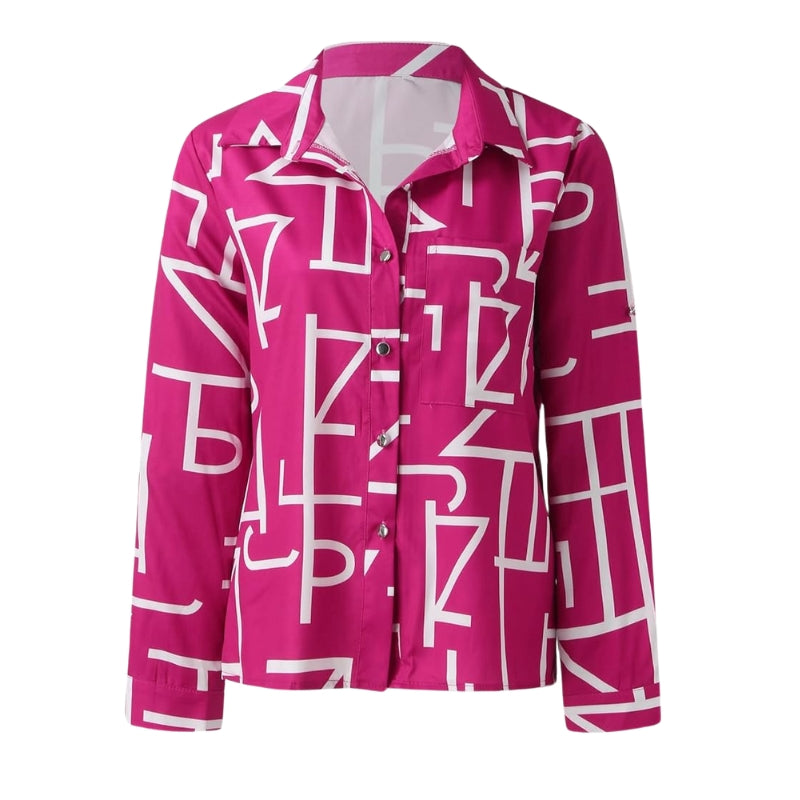 Damesblouse met abstracteprint en knoopsluiting