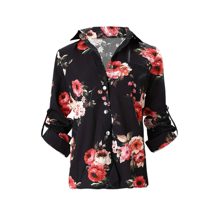 Damesblouse met abstracteprint en knoopsluiting