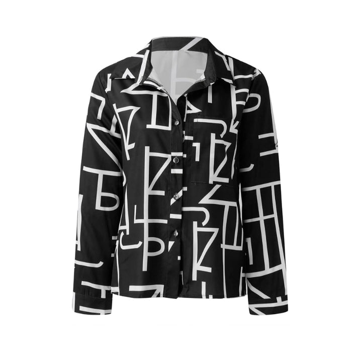 Damesblouse met abstracteprint en knoopsluiting