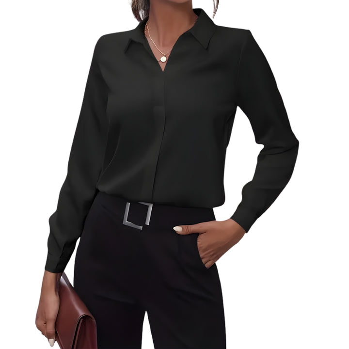 Dames blouse met kraag en verborgen knoopsluiting