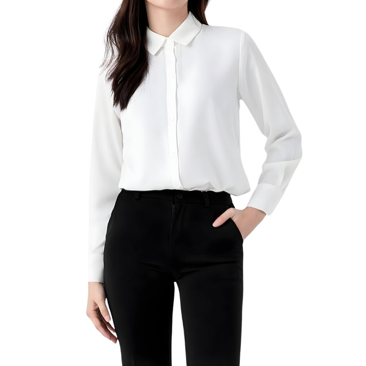 Dames blouse met kraag en verborgen knoopsluiting