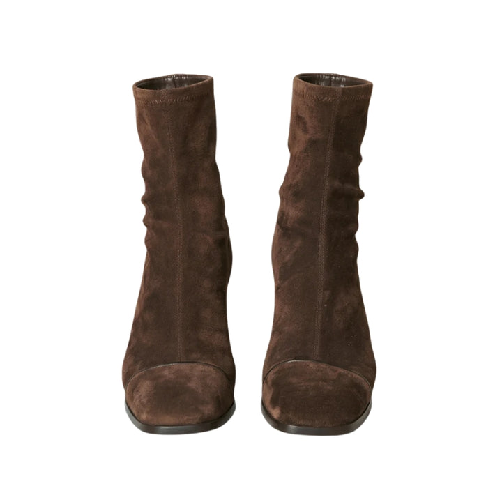 Dames enkellaarsjes met blokhak en vierkante neus