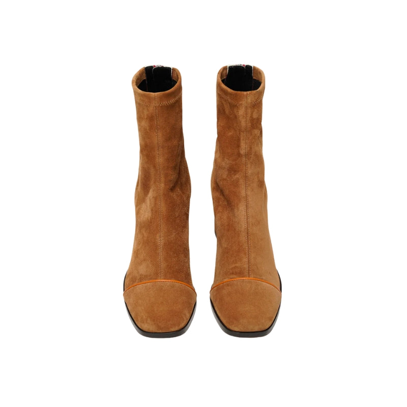 Dames enkellaarsjes met blokhak en vierkante neus