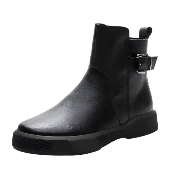 Dames enkellaarsjes met gesp en dikke zool