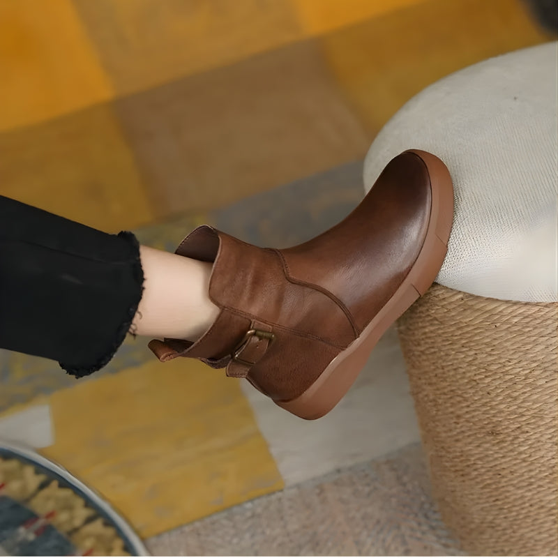 Dames enkellaarsjes met gesp en dikke zool