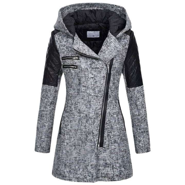 Dames jas capuchon asymmetrische rits winter