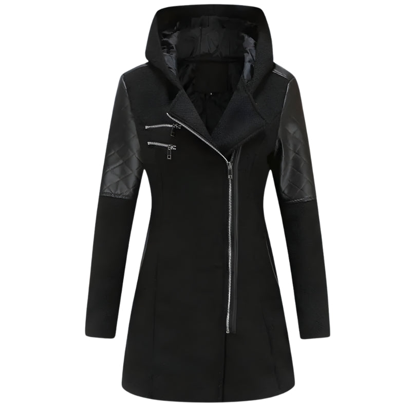 Dames jas capuchon asymmetrische rits winter