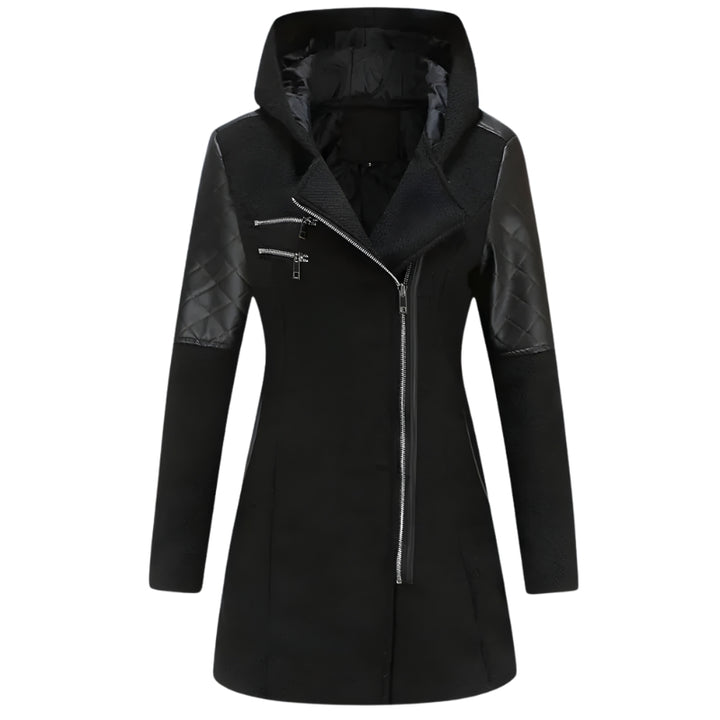 Dames jas capuchon asymmetrische rits winter