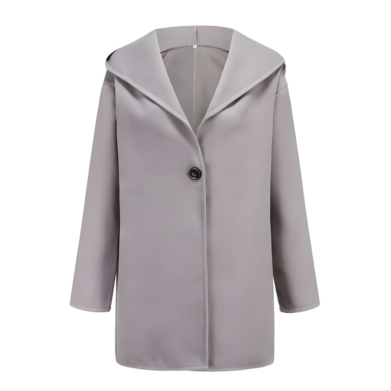 Damesjas met capuchon en enkele knoop