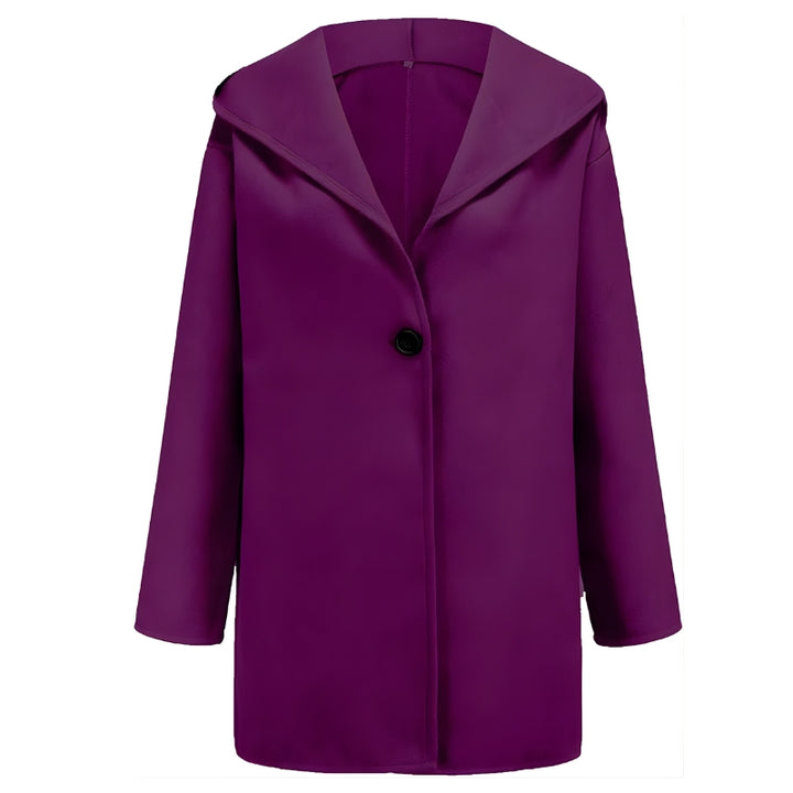 Damesjas met capuchon en enkele knoop