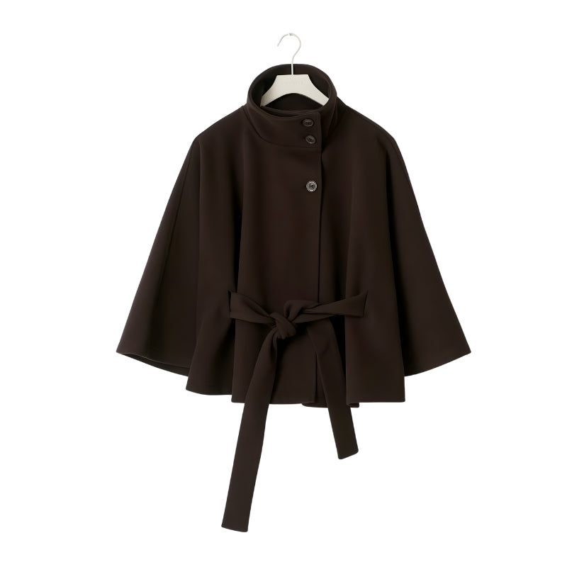 Damesjas met hoge kraag en knoopsluiting