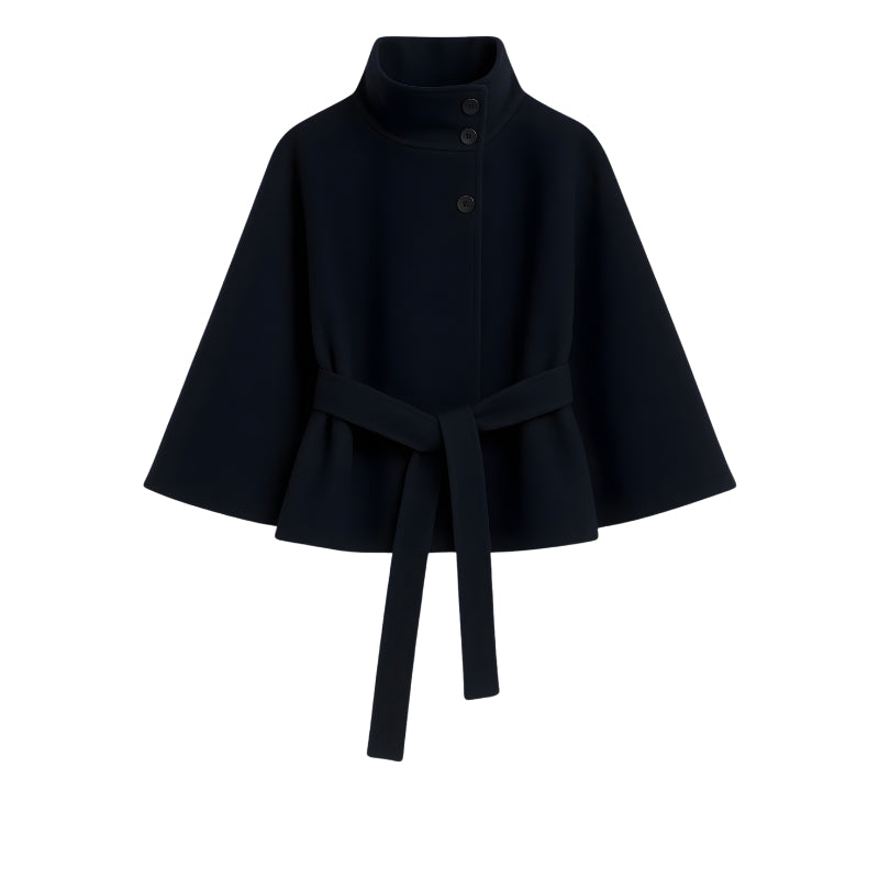 Damesjas met hoge kraag en knoopsluiting