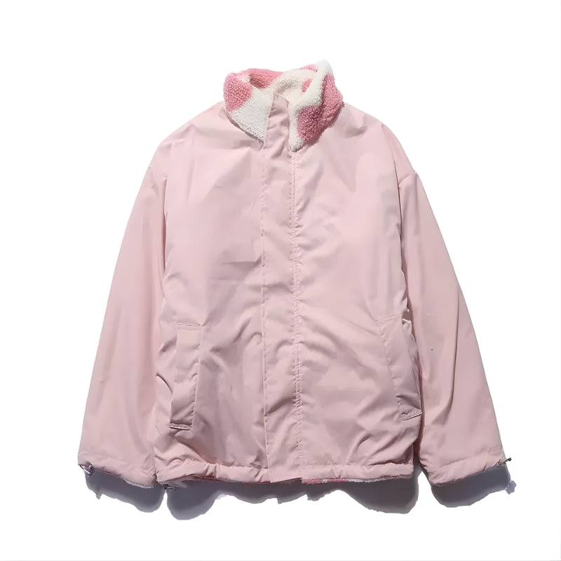 Damesjas met voering met hartjespatroon en ritssluiting