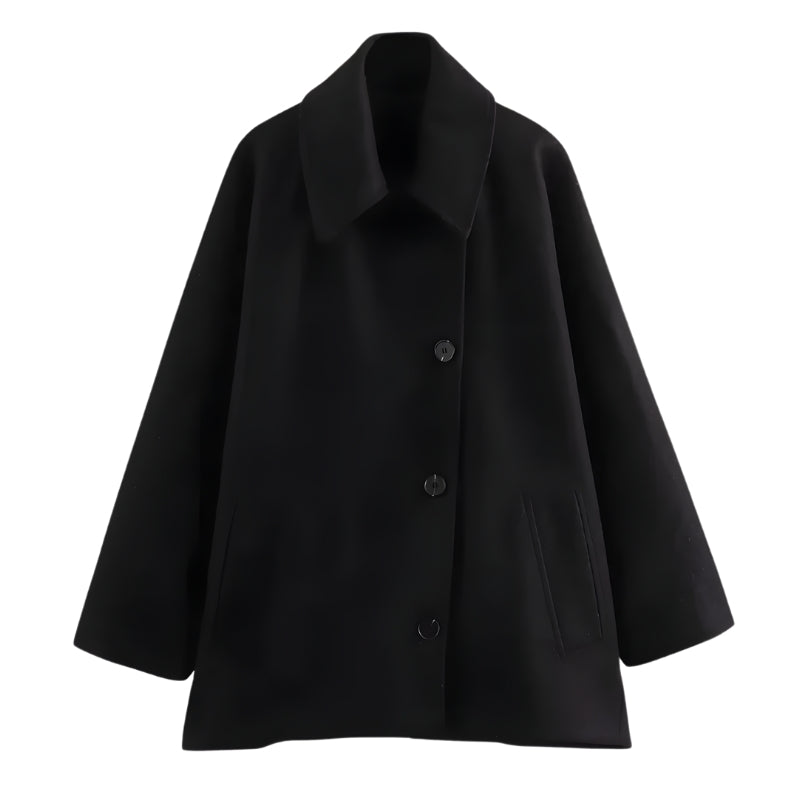 Dames jas oversized korte lengte kraag zakken