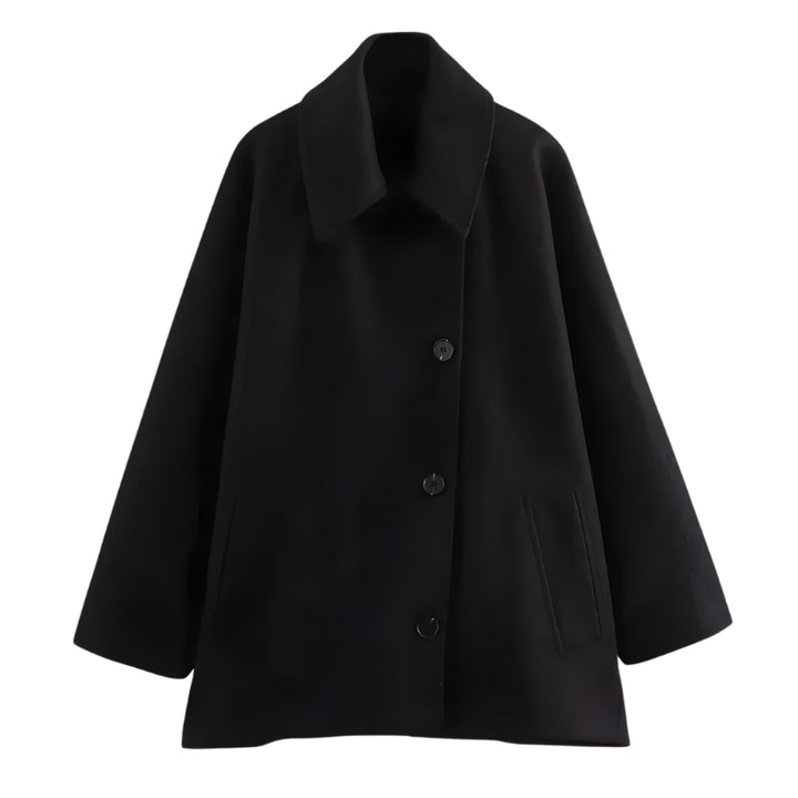 Dames jas oversized korte lengte kraag zakken