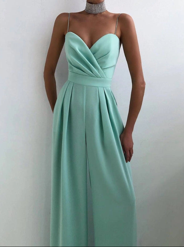 Dames jumpsuit met overslag en dunne bandjes