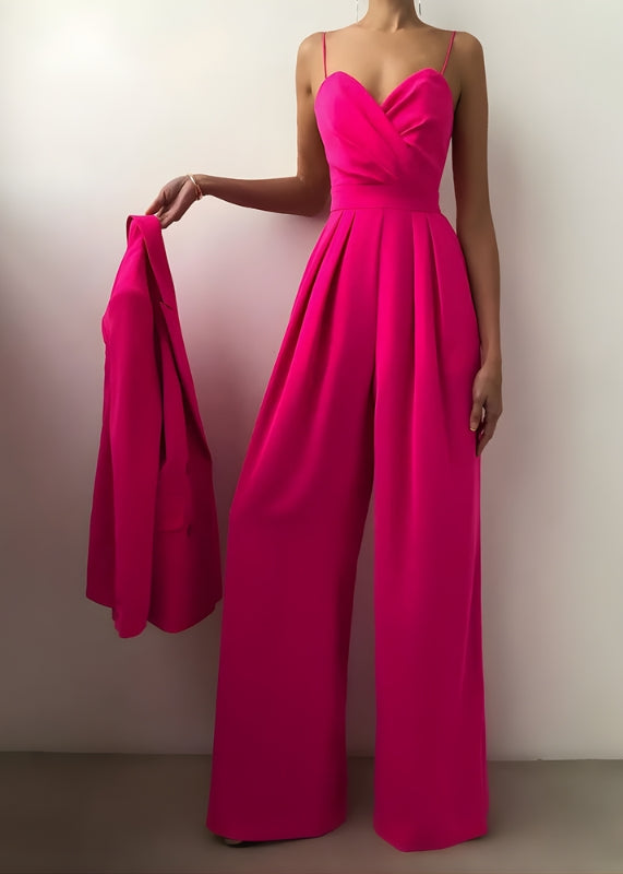 Dames jumpsuit met overslag en dunne bandjes