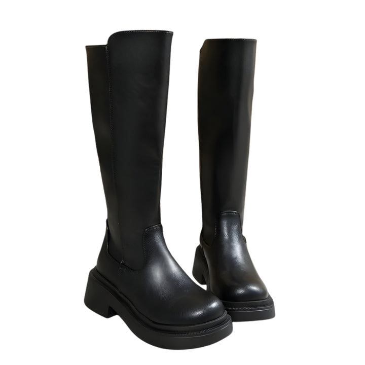 Dameslaarzen met dikke zool en hoge schacht