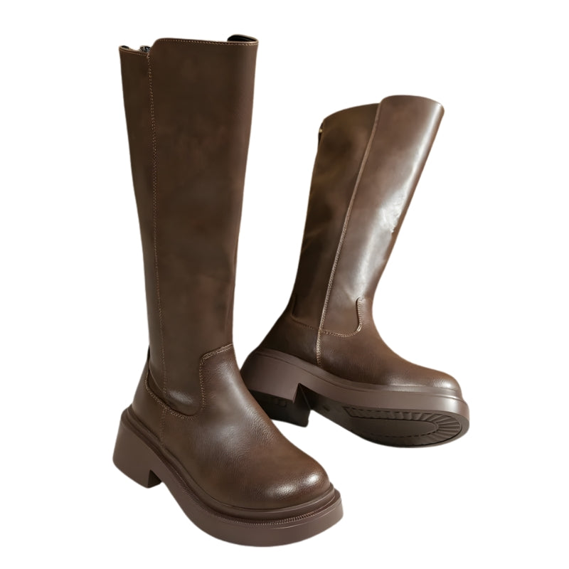 Dameslaarzen met dikke zool en hoge schacht