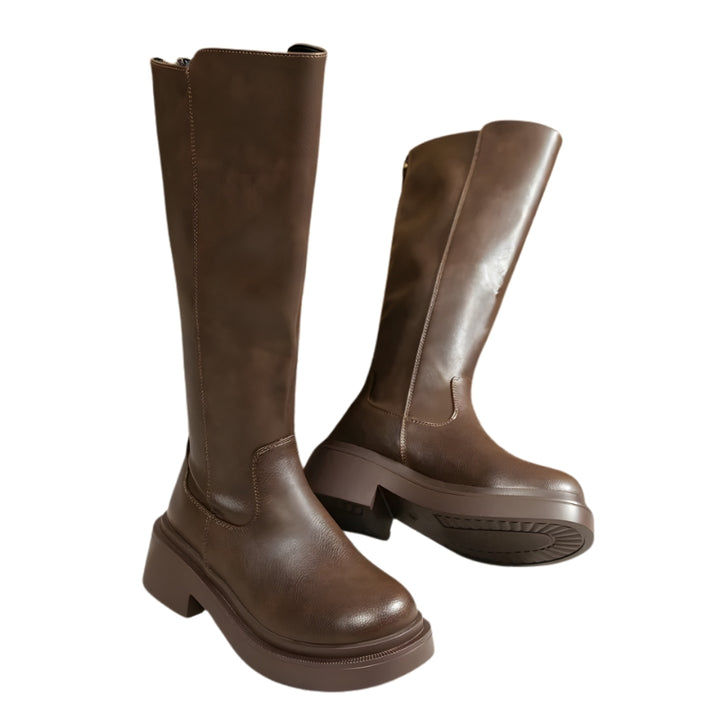 Dameslaarzen met dikke zool en hoge schacht