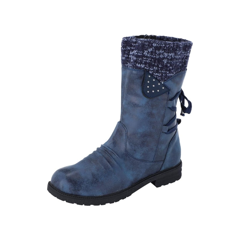 Dames laarzen met gebreide boord en vetersluiting