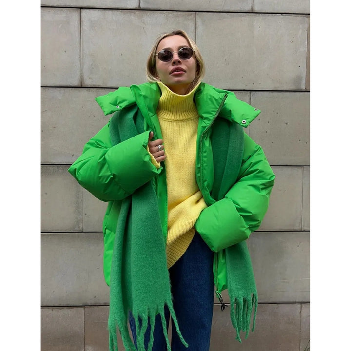 Dames pufferjas oversized met capuchon en rits