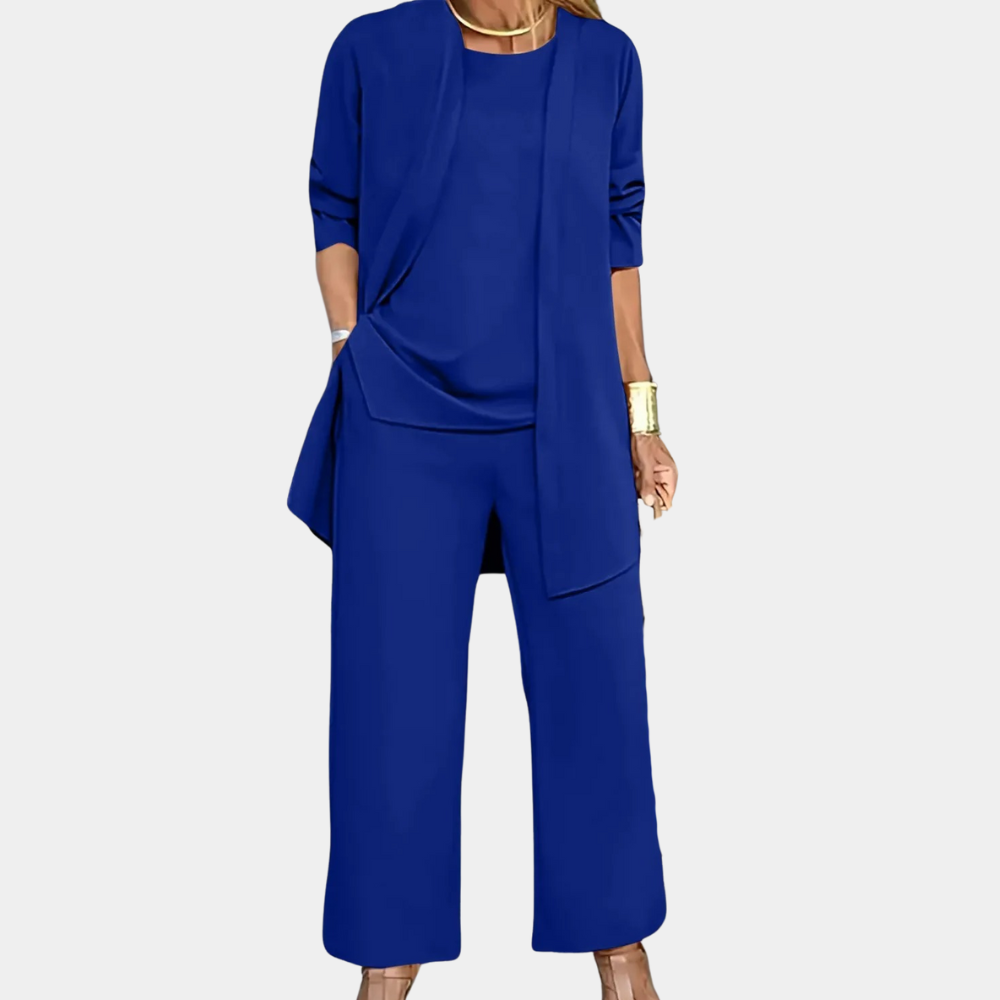 Damesset 3-delig met vest en wijde broek voor casual styling