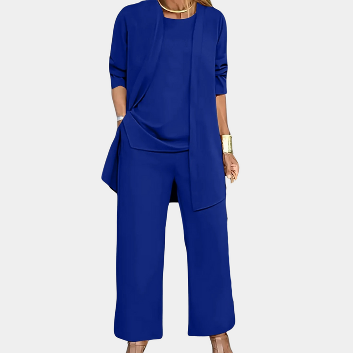 Damesset 3-delig met vest en wijde broek voor casual styling