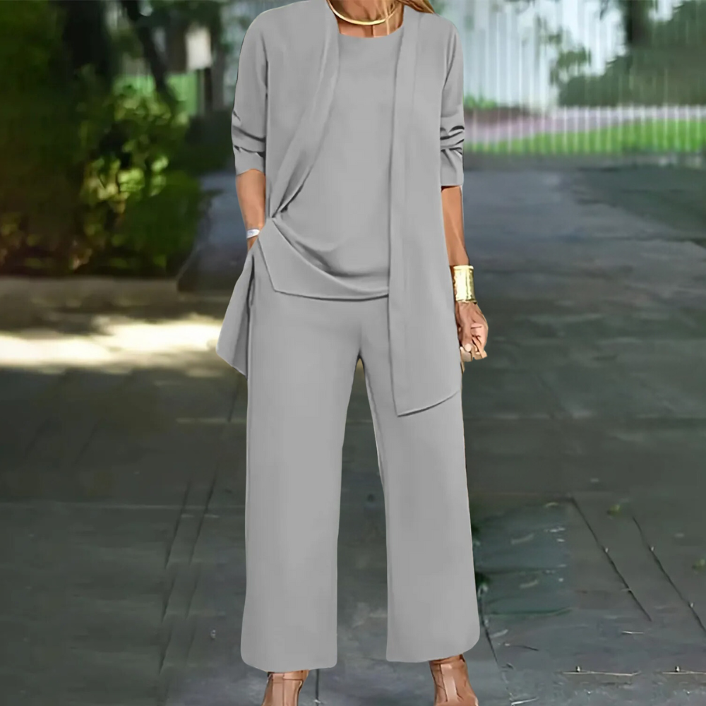 Damesset 3-delig met vest en wijde broek voor casual styling