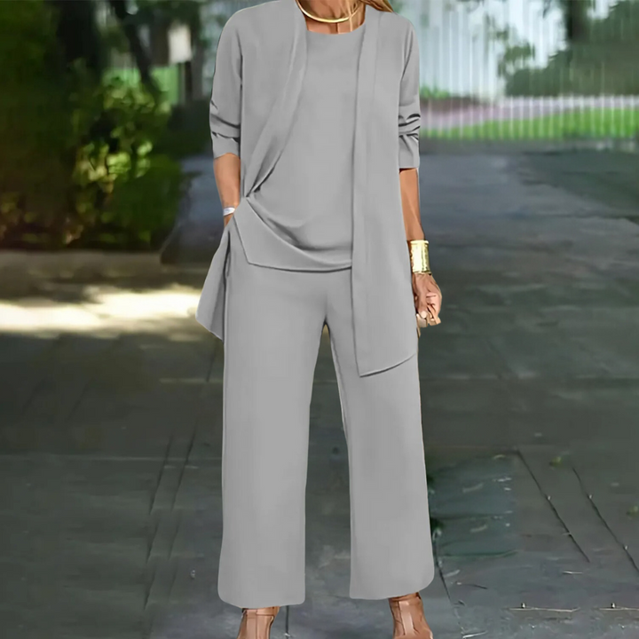 Damesset 3-delig met vest en wijde broek voor casual styling