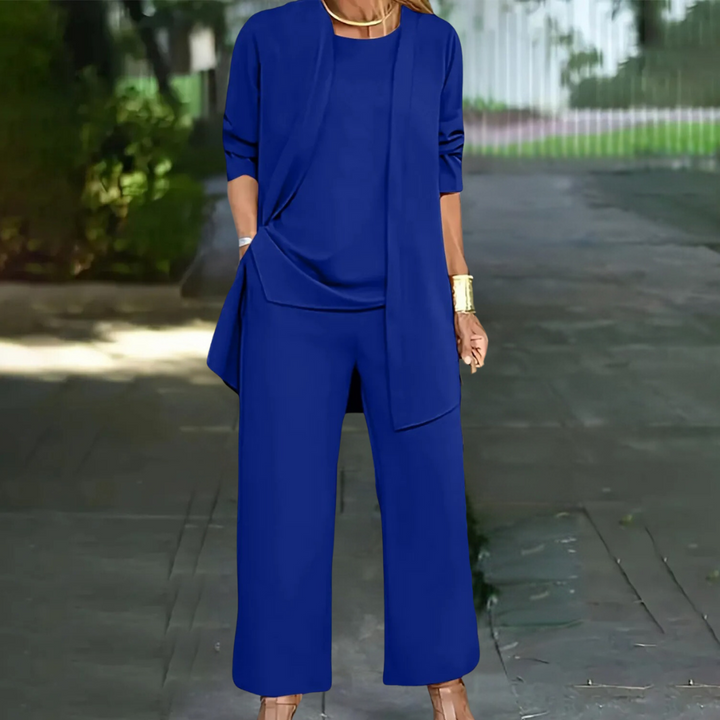 Damesset 3-delig met vest en wijde broek voor casual styling