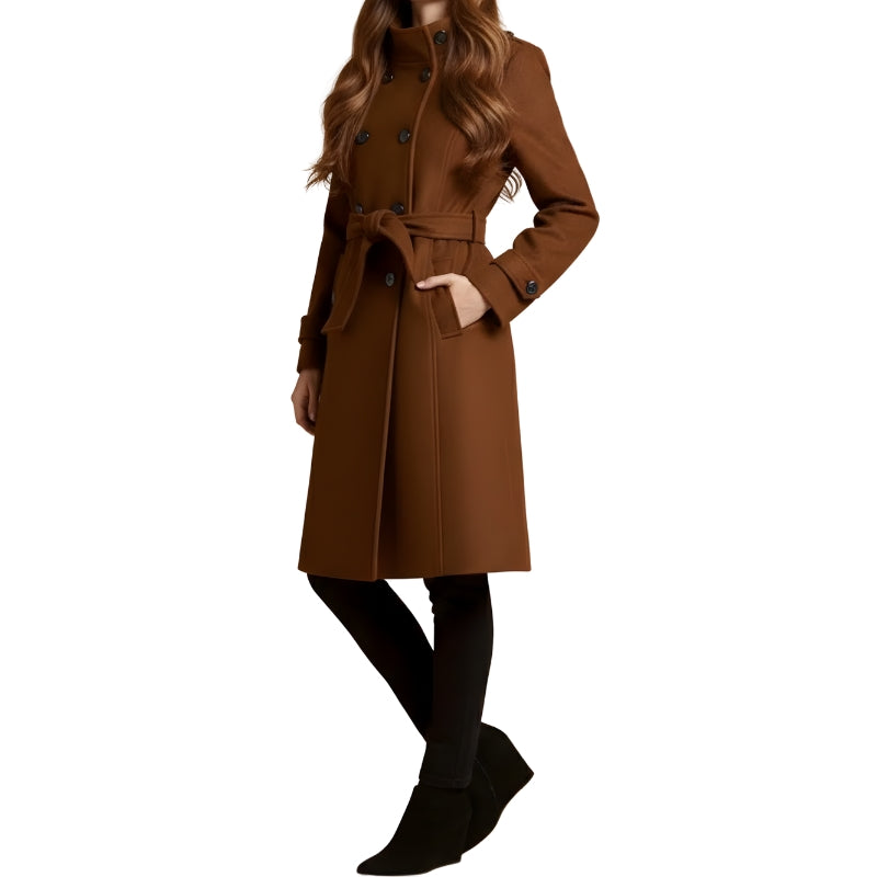 Dames trenchcoat met ceintuur en dubbele knopenrij