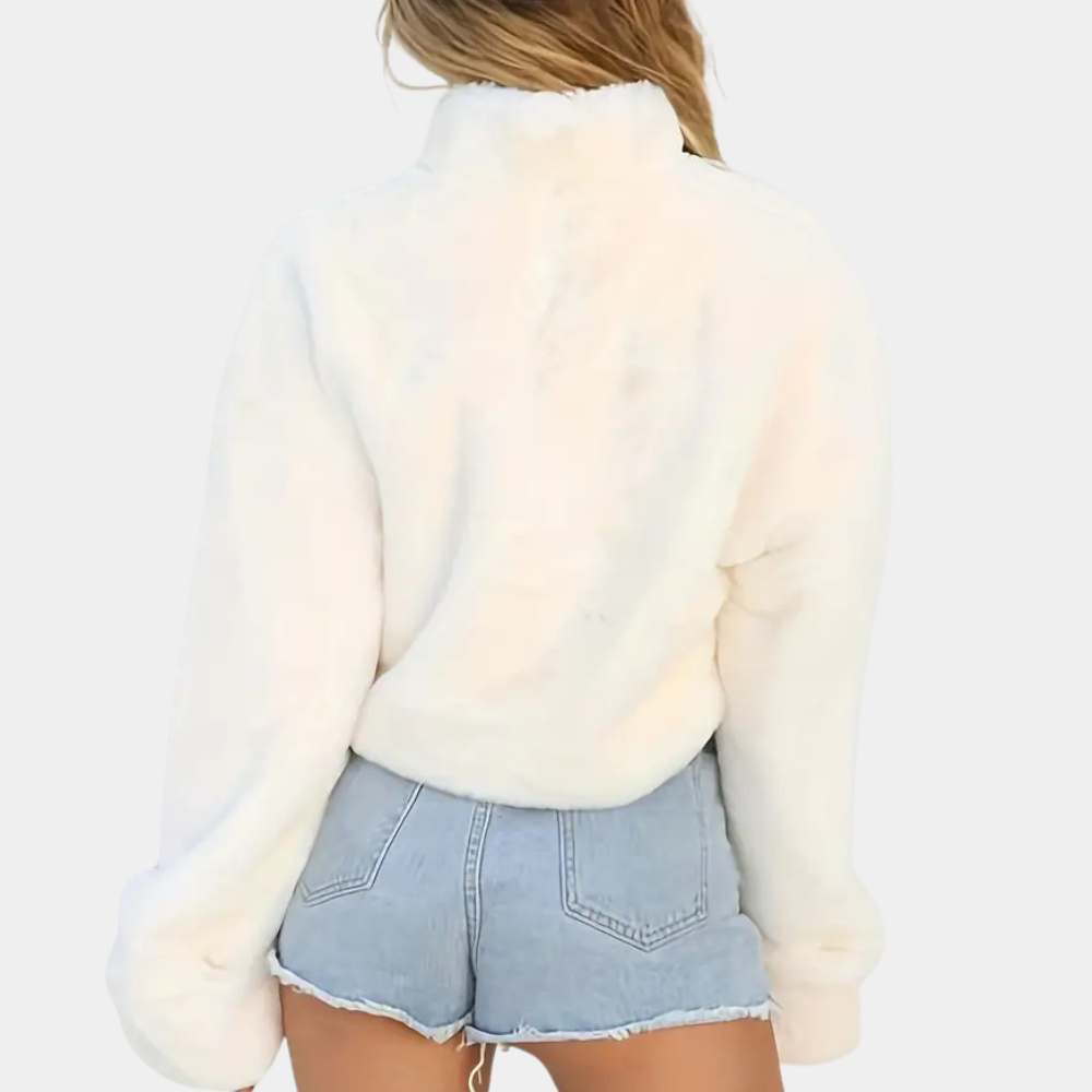 Damestrui met ronde hals en geribbelde boorden