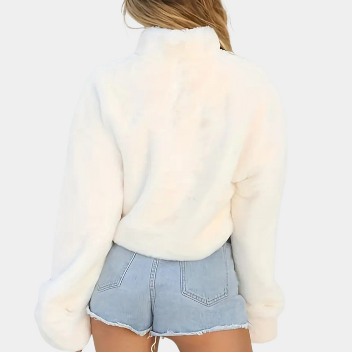 Damestrui met ronde hals en geribbelde boorden