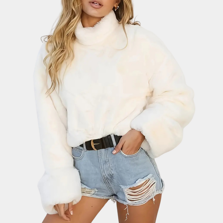 Damestrui met ronde hals en geribbelde boorden