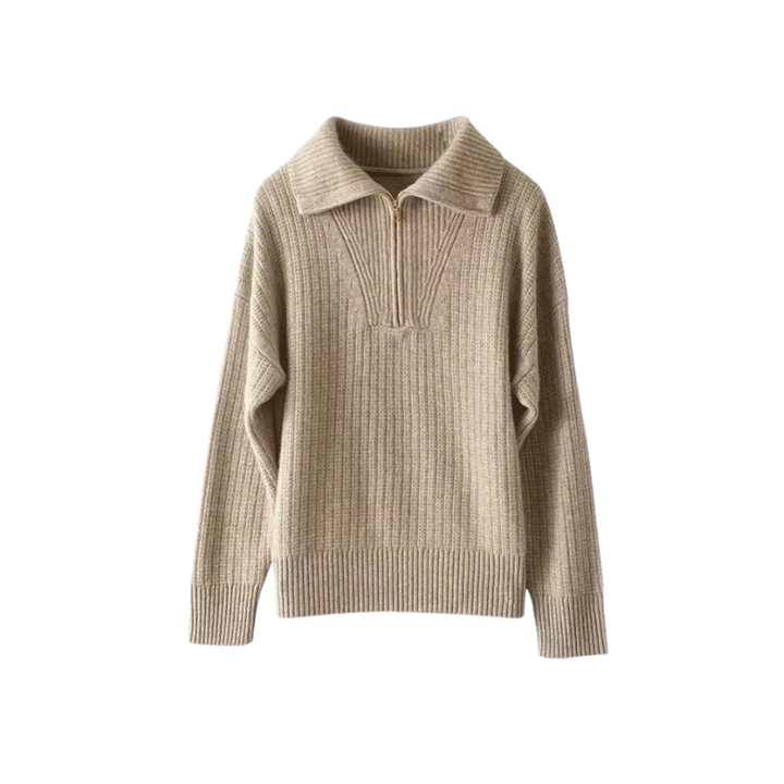 Dames trui met halve rits en lange mouwen voor winter en lente