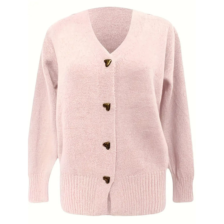 Damesvest met V-hals en hartvormige knoopjes