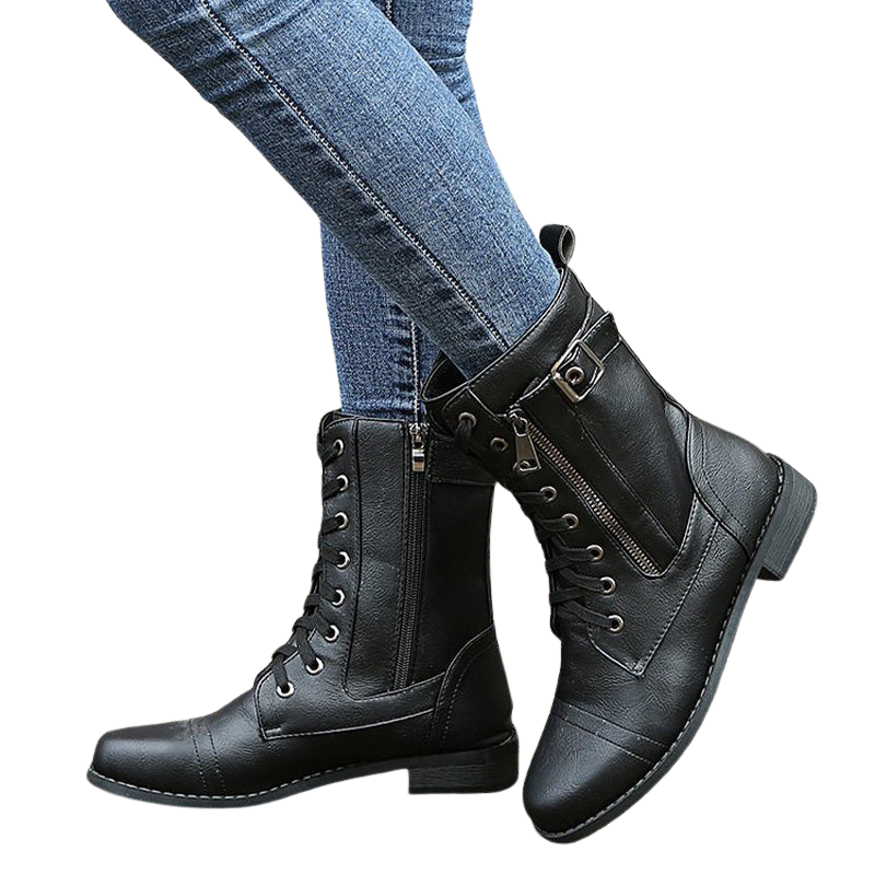 Enkellaarsjes met zijrits en verstevigde zool