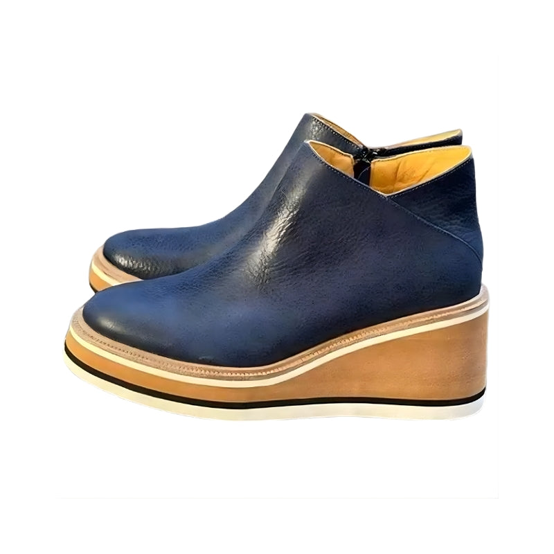 Enkellaarzen met rits en gestreepte zool