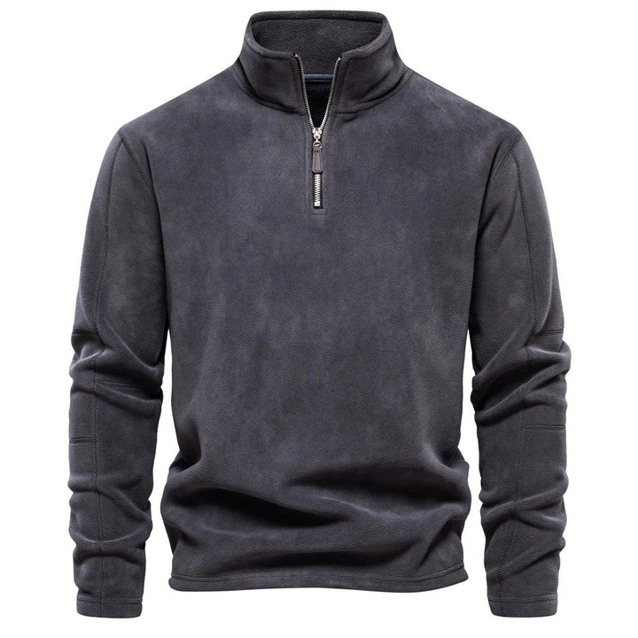 Fleece pullover met opstaande kraag en lange mouwen