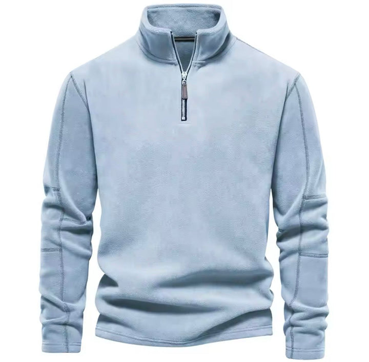 Fleece pullover met opstaande kraag en lange mouwen