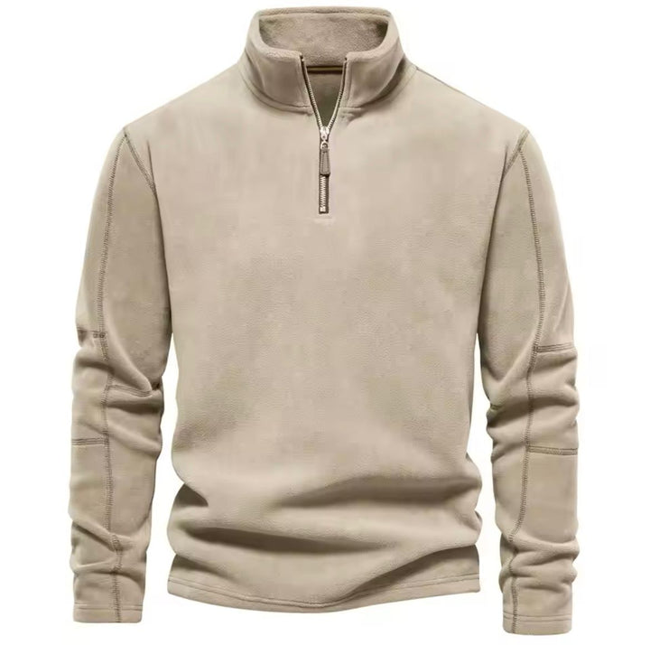 Fleece pullover met opstaande kraag en lange mouwen