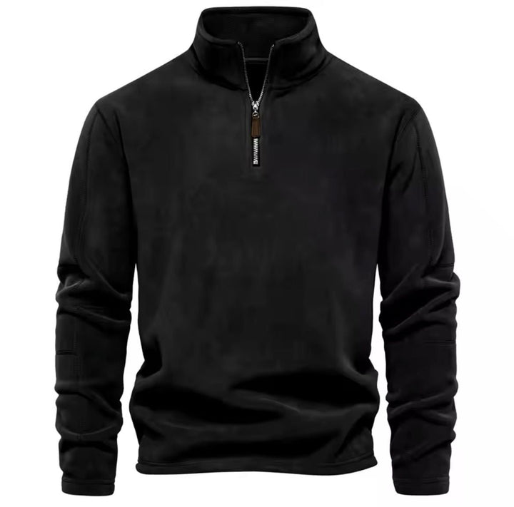 Fleece pullover met opstaande kraag en lange mouwen